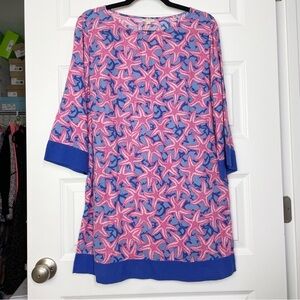 Talbots 100% Cotton Gauze Starfish Coastal Shift Tunic Dress Women’s Size Small